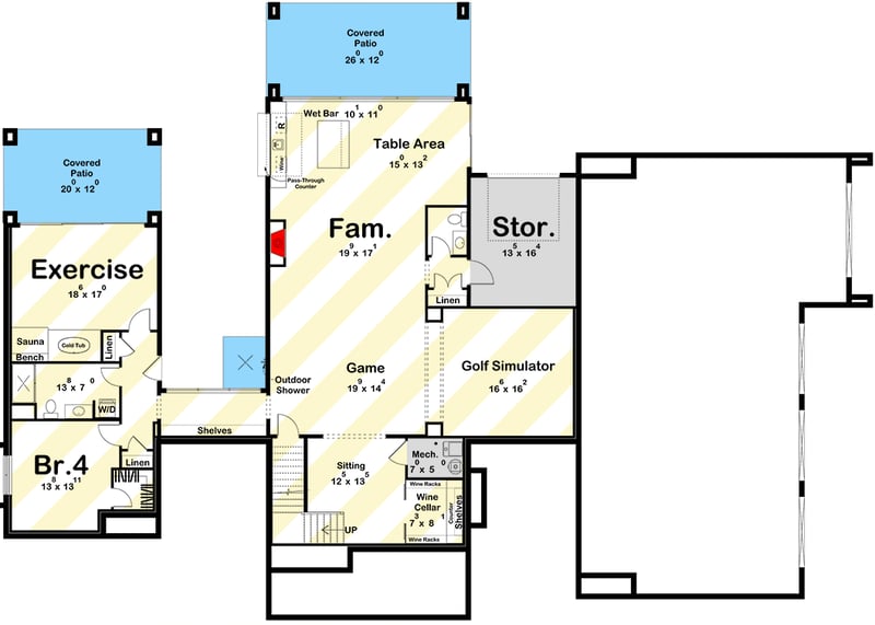 Plan 623571DJ: Striking Contemporary Scandinavian House Plan with RV Garage and Main-Floor Master - Floor Plan - Optional Lower Level Layout ($ Paid Option) - Contemporary, Scandinavian
