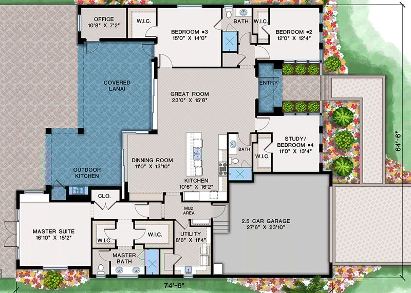 Plan 660026JMD: Contemporary Coastal House Plan with Open Living and Outdoor Kitchen - Floor Plan - Main Level - Coastal, Contemporary, Florida-Style