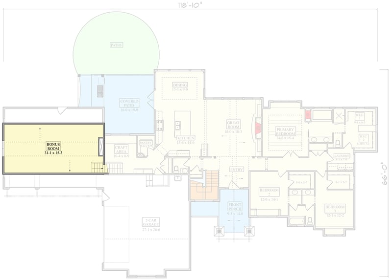 Plan 95334RW: Craftsman Ranch House Plan with 5-Car Garage and Main-Level Master - Floor Plan - 2nd Floor - Craftsman, Mountain, New American, Ranch