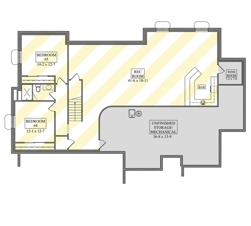 Plan 95336RW: Modern New American Ranch House Plan with 3-Car Garage and Optional Basement Entertainment - Floor Plan - Optional Finished Lower Basement Level - Craftsman, Modern, New American, Ranch
