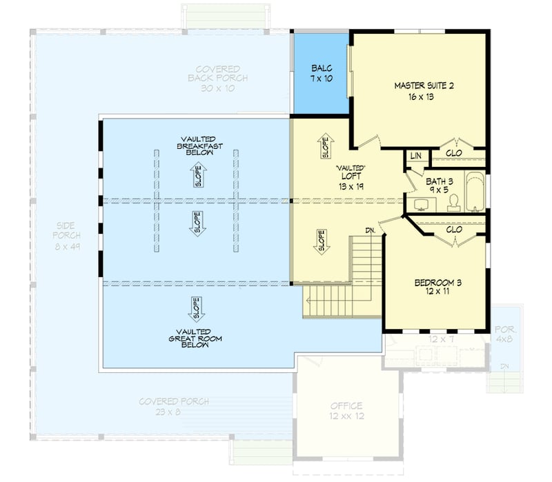 Plan 680631VR: Mountain Country House Plan with Wrap-Around Porch and Main Level Master - Floor Plan - 2nd Floor