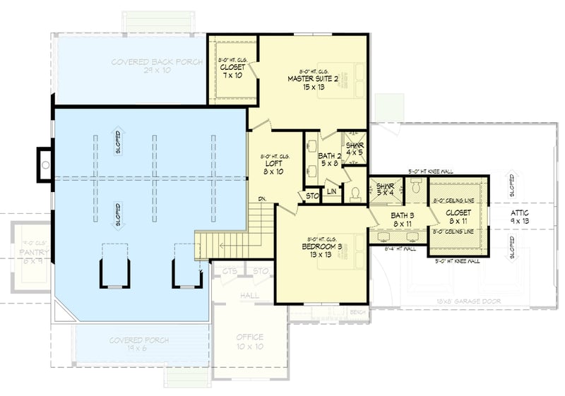 Plan 680635VR: Craftsman Farmhouse House Plan: 3 Beds, Main-Level Master, Two-Story Great Room - Floor Plan - 2nd Floor - Country, Craftsman, Farmhouse, Mountain