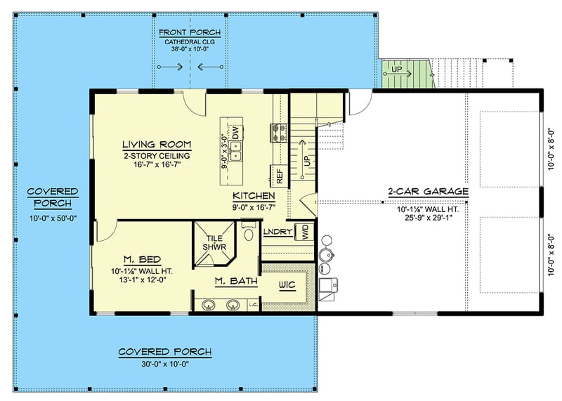 Plan 135402GRA: Modern Barndominium House Plan: 4 Beds, Master Down, Wrap-Around Porch - Floor Plan - Main Level - Barndominium, Country, Craftsman, Farmhouse, New American