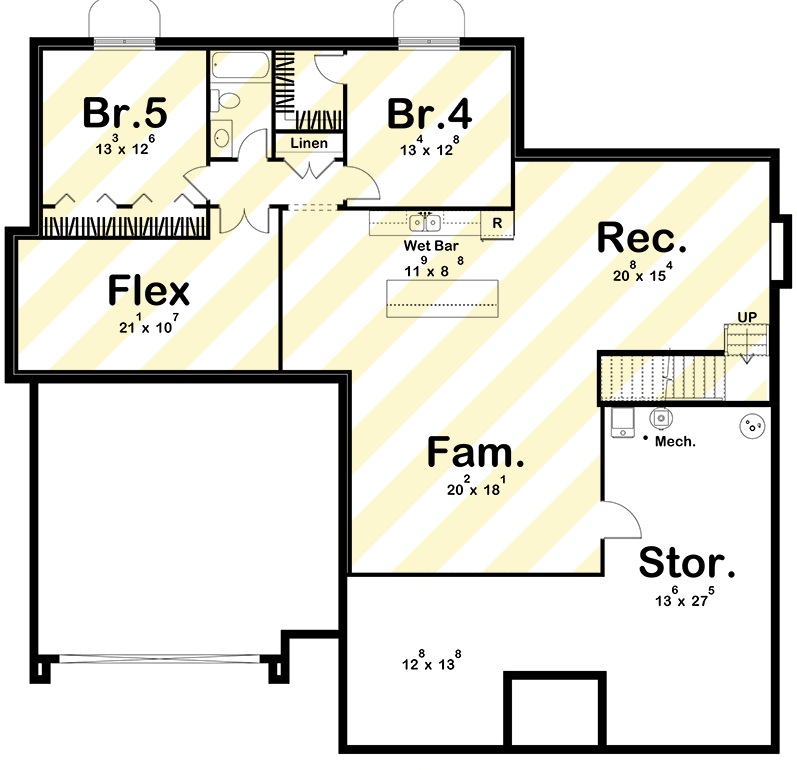 Plan 623581DJ: Transitional New American House Plan with Master on Main and Split Bedrooms - Floor Plan - Finished Lower Level Layout Option (Paid Option $$$) - New American, Transitional