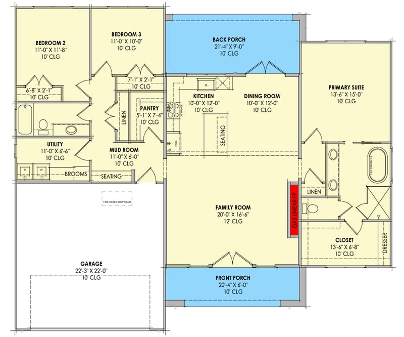 Plan 818190JSS: Modern 3 Bed House Plan with Split Layout and Main Level Master - Floor Plan - Main Level - Contemporary, Modern