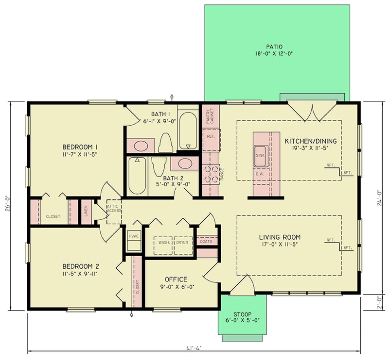 Plan 25937GE: Charming Modern Rustic Mountain Barn House Plan with 2 Beds and Detached Garage - Floor Plan - Main Level - Mountain, Rustic