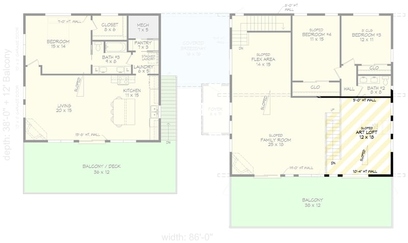 Plan 680643VR: Contemporary Mountain House Plan with Attached Apartment, Loft, and Two-Story Great Room - Floor Plan - 3rd Floor - Contemporary, Mountain