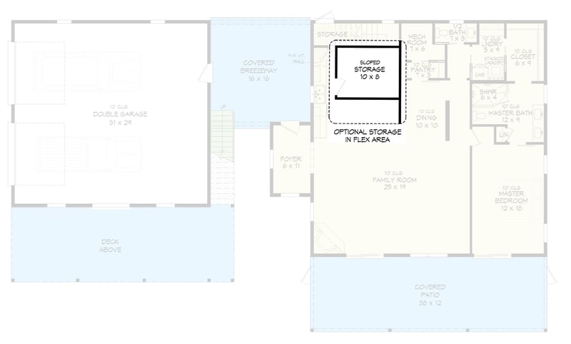 Plan 680643VR: Contemporary Mountain House Plan with Attached Apartment, Loft, and Two-Story Great Room - Floor Plan - Optional Storage in Flex Area - Contemporary, Mountain