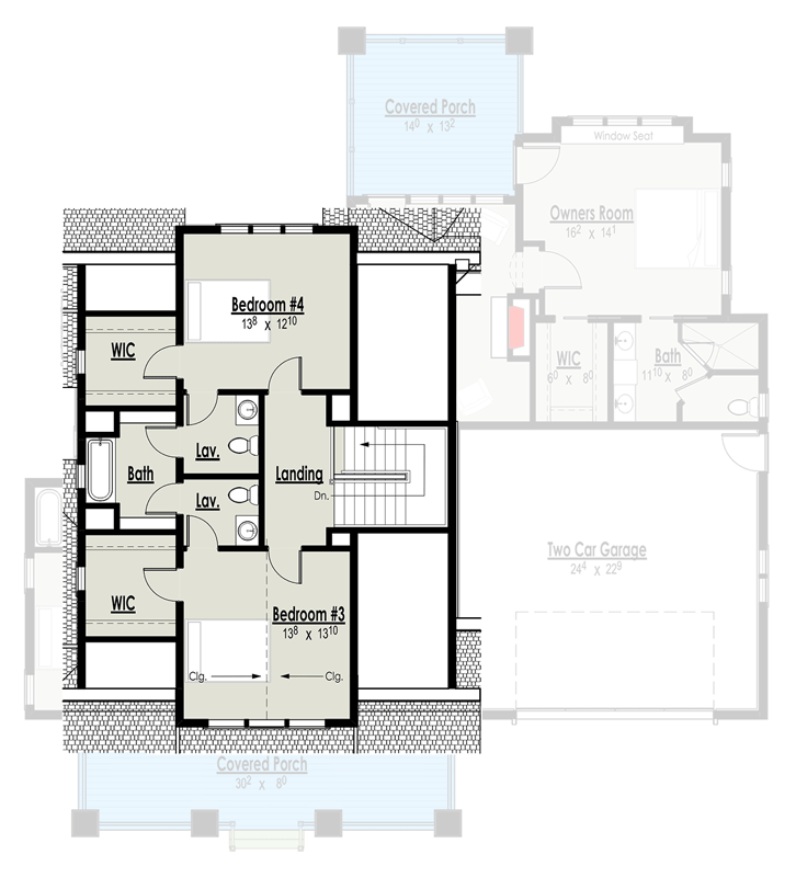Plan 18273BE: Charming Craftsman Bungalow 4-Bedroom House Plan with Covered Porches - Floor Plan - 2nd Floor - Craftsman, Farmhouse, Modern Farmhouse, Traditional