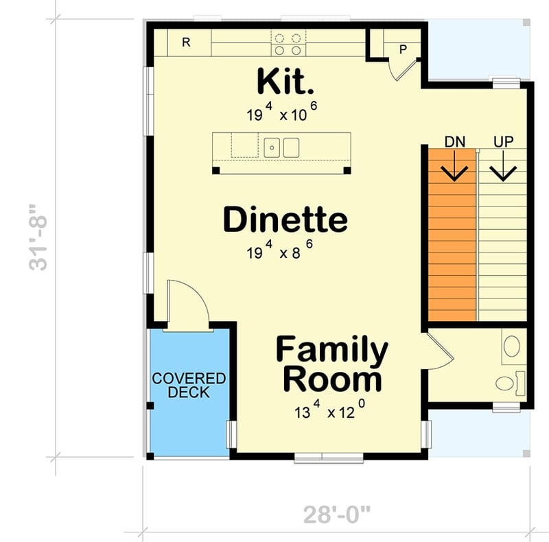 Plan 42477DB: Modern 3-Bedroom House Plan with Balcony and Drive-Under Garage - Floor Plan - Main Level - Contemporary, Modern