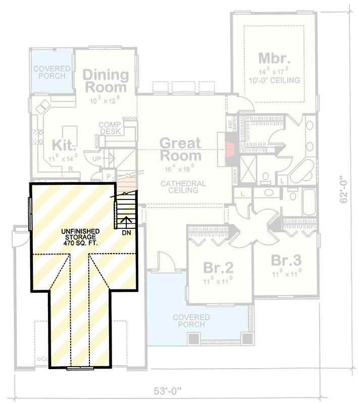 Plan 42483DB: Craftsman House Plan with Main Level Master and Finished Lower Level - Floor Plan - Optionally Finished Bonus Room - Craftsman, Northwest