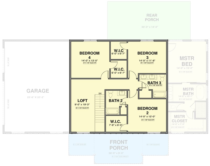 Plan 600019PDZ: Charming Modern Farmhouse House Plan: 4 Beds, 1st Floor Master Suite - Floor Plan - 2nd Floor - Farmhouse, Modern Farmhouse, New American
