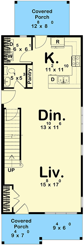 Plan 623588DJ: Traditional 3-Bedroom House Plan with Upstairs Master and Jack and Jill Bath - Floor Plan - Main Level - Traditional