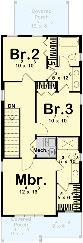 Plan 623588DJ: Traditional 3-Bedroom House Plan with Upstairs Master and Jack and Jill Bath - Floor Plan - 2nd Floor - Traditional