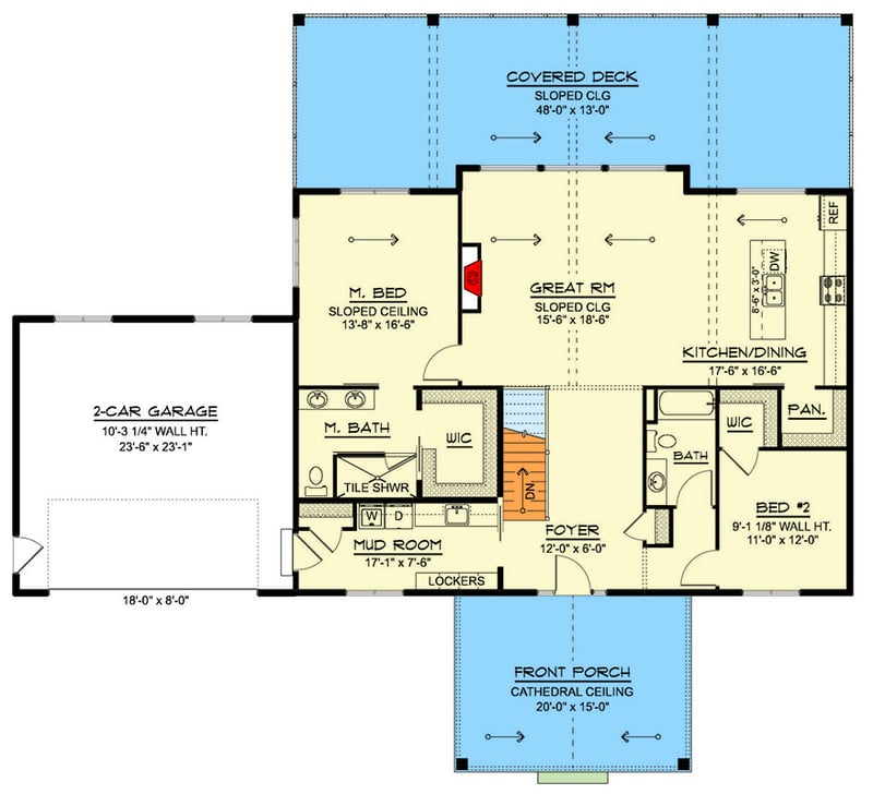 Plan 135405GRA: Stunning Contemporary Farmhouse House Plan with Walkout Basement and Deck - Floor Plan - Main Level - Contemporary, Farmhouse, New American
