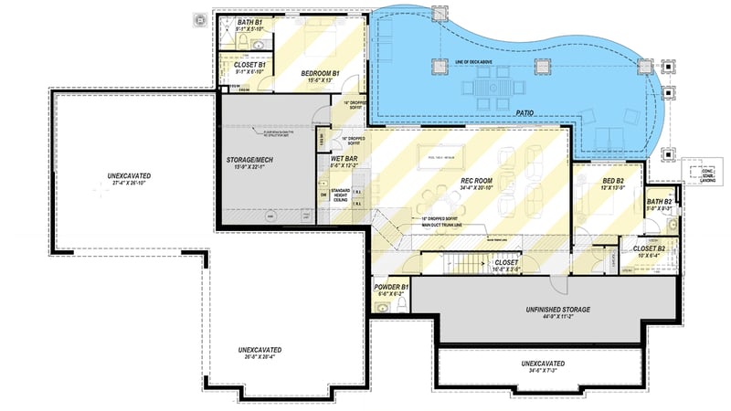 Plan 64563SC: Flexible New American Ranch House Plan: Main-Level Master and Walkout Lower Level - Floor Plan - 2nd Floor - New American, Ranch