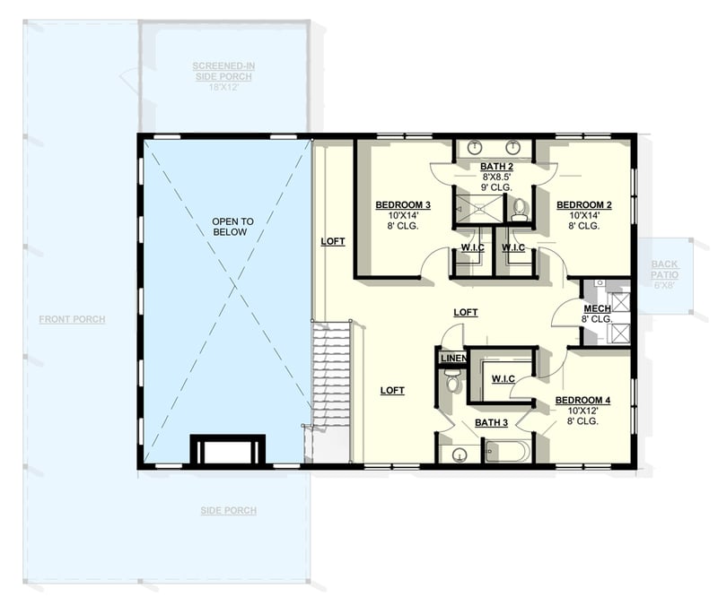 Plan 405079FDC: 4-Bedroom Barndominium House Plan with Vaulted Great Room and Wrap-Around Porch - Floor Plan - 2nd Floor - Barndominium, Farmhouse