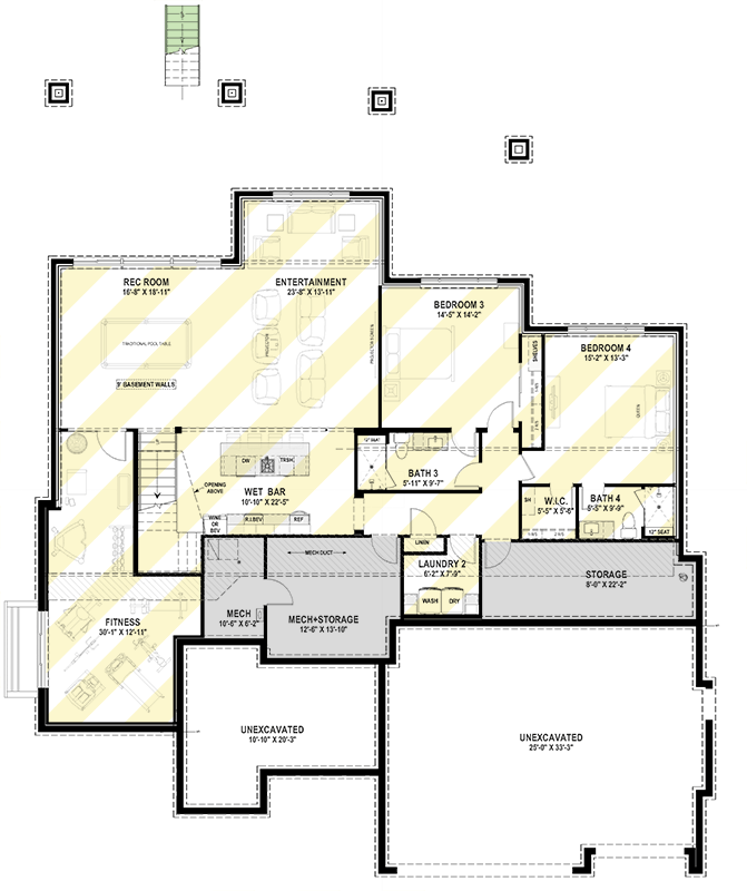 Plan 64565SC: Modern House Plan with Outdoor Kitchen, 3-Car Garage, and Optional Lower Level - Floor Plan - Optionally Finished Lower Level - Contemporary, Modern