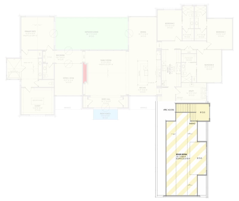 Plan 818196JSS: Expansive Contemporary Farmhouse House Plan with Sunroom and 3-Car Garage - Floor Plan - Upper Level Bonus Room - Contemporary, Farmhouse, Scandinavian