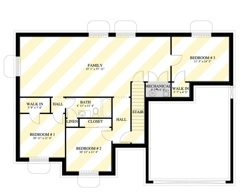 Plan 61686UT: Classic 3-Bedroom Ranch House Plan with Main Level Master and Butler Pantry - Floor Plan - Optional Finished Basement Level - Ranch, Traditional