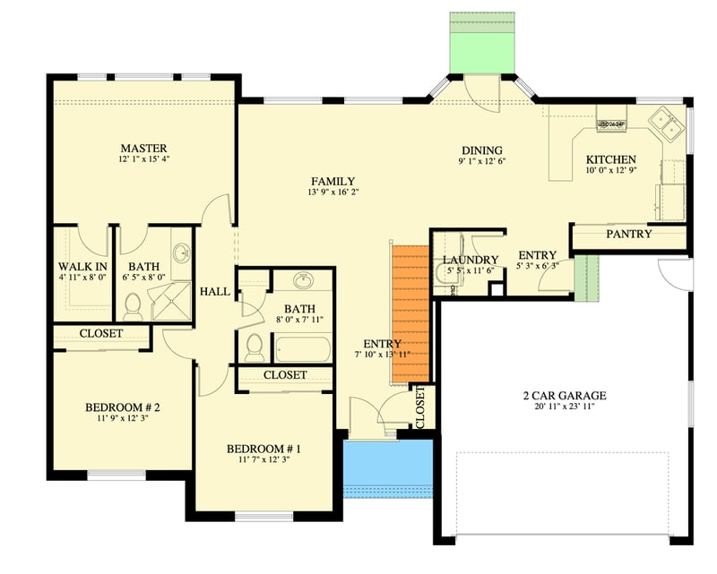 Plan 61686UT: Classic 3-Bedroom Ranch House Plan with Main Level Master and Butler Pantry - Floor Plan - Main Level - Ranch, Traditional