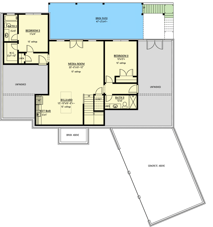 Plan 24426TW: Grand European Farmhouse House Plan with 3-Car Garage and Bonus Room - Floor Plan - Lower Level - European, Farmhouse