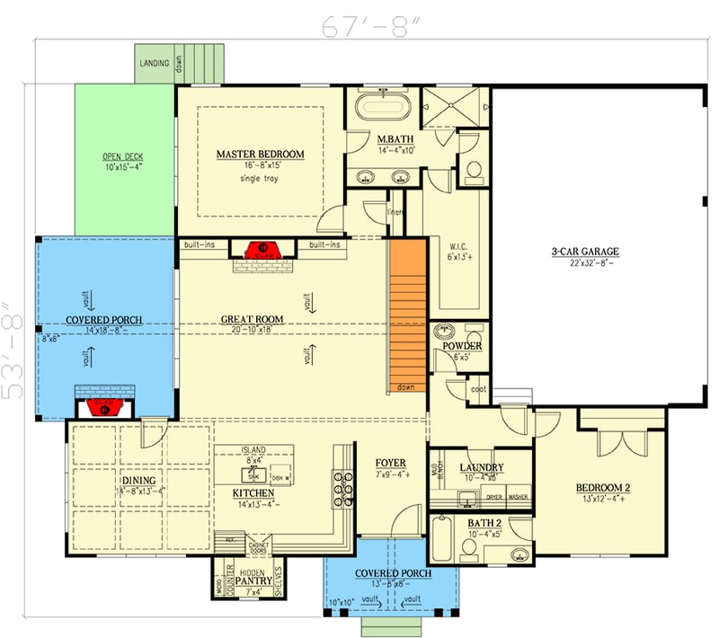 Plan 24431TW: Modern Farmhouse Craftsman House Plan: 4 Beds, Walkout Lower Level, 3-Car Garage - Floor Plan - Main Level - Craftsman, Modern Farmhouse