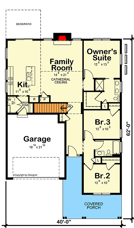 Plan 42485DB: Charming Craftsman House Plan with Sunroom and Wrap-Around Porch - Floor Plan - Main Level - Craftsman, Traditional