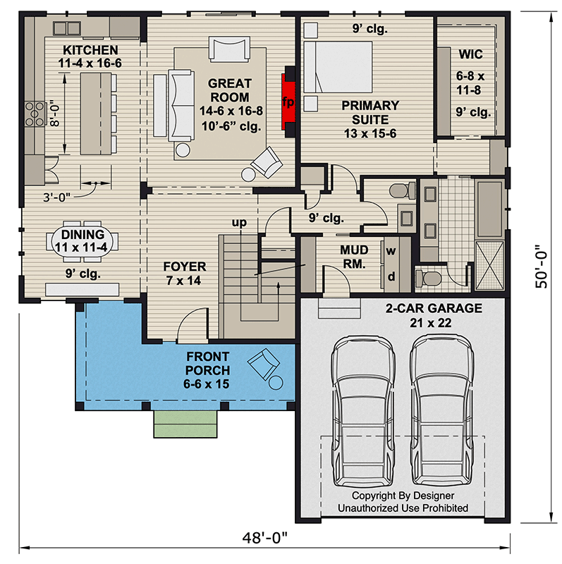 Plan 14996RK: Charming New American Farmhouse House Plan with Main-Level Master Suite - Floor Plan - Main Level - Country, New American, Traditional
