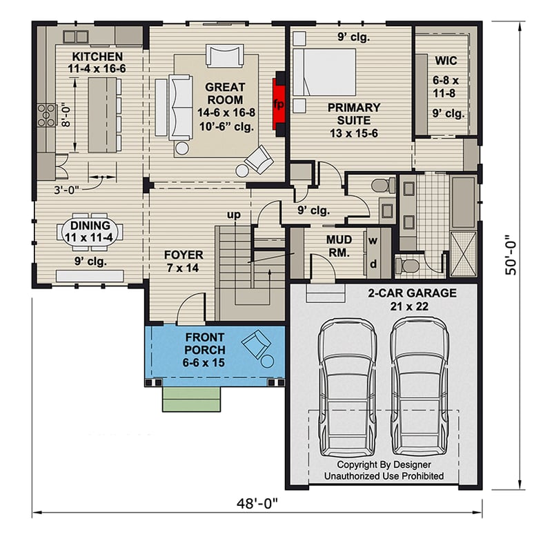 Plan 140043RK: Charming 4-Bedroom Craftsman House Plan with Main-Level Master Suite - Floor Plan - Main Level - Craftsman, Traditional