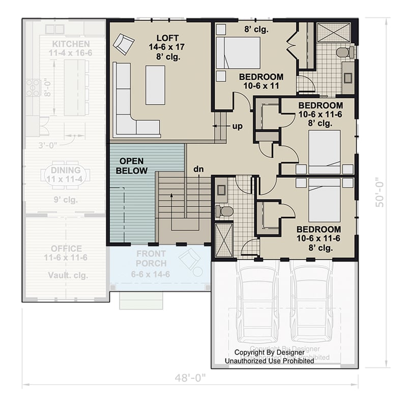 Plan 140045RK: Elegant Farmhouse House Plan with First Floor Master Suite and Loft - Floor Plan - 2nd Floor - Farmhouse, New American