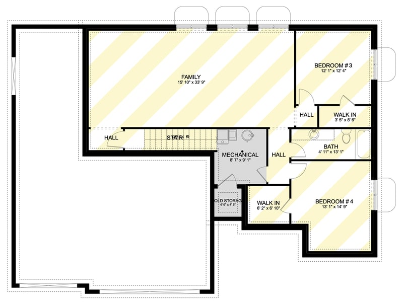 Plan 61692UT: Craftsman Ranch House Plan with 3-Car Garage and Main-Level Master Suite - Floor Plan - Optional Finished Lower Basement Level - Craftsman, Ranch, Traditional