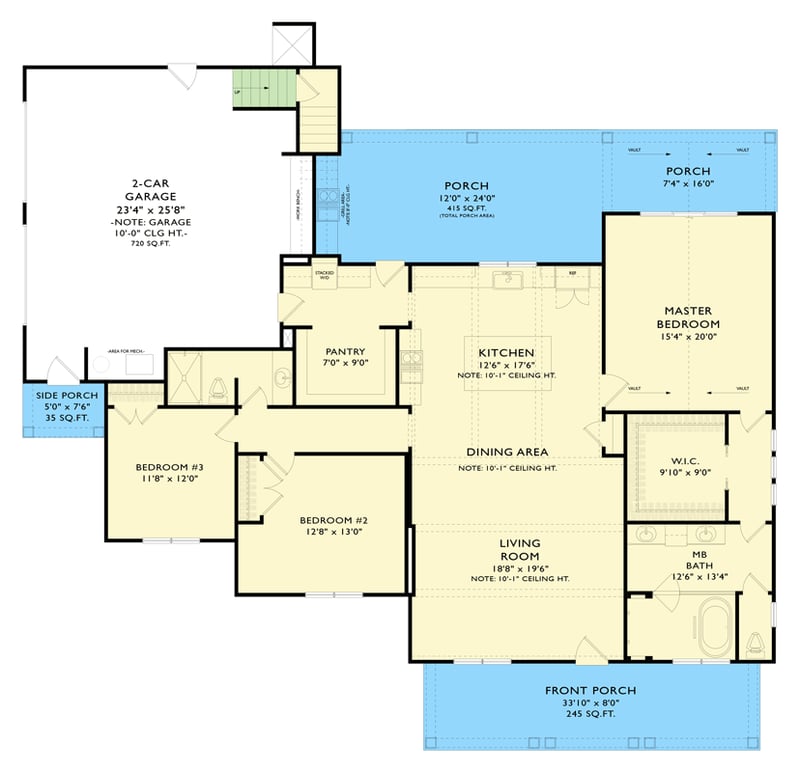 Plan 750010LDG: Modern Farmhouse Ranch Plan with Outdoor Kitchen & Bonus Room - Floor Plan - Main Level - Modern Farmhouse, New American, Ranch