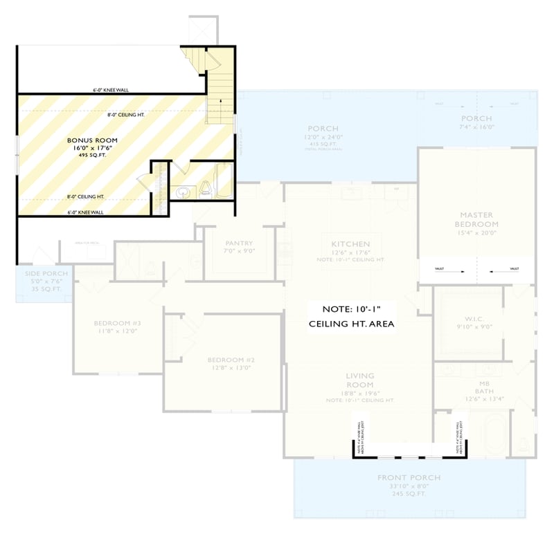 Plan 750010LDG: Modern Farmhouse Ranch Plan with Outdoor Kitchen & Bonus Room - Floor Plan - 2nd Floor - Modern Farmhouse, New American, Ranch