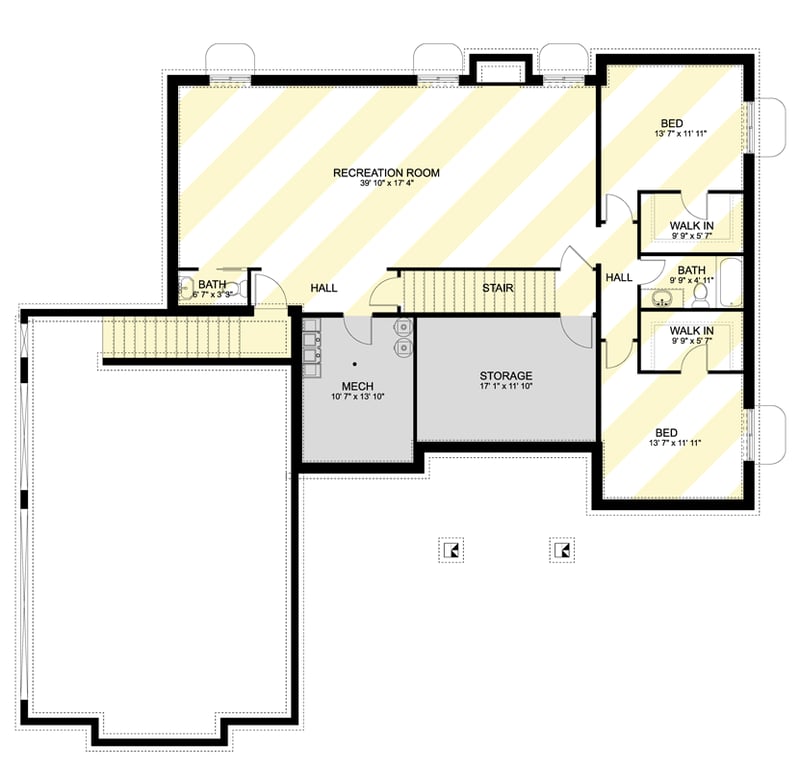 Plan 61694UT: Spacious Traditional House Plan with First-Floor Master and 3-Car Garage - Floor Plan - Optional Finished Lower Basement Level - Traditional