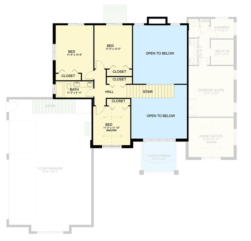 Plan 61694UT: Spacious Traditional House Plan with First-Floor Master and 3-Car Garage - Floor Plan - 2nd Floor - Traditional