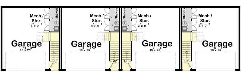 Plan 623595DJ: Modern Craftsman Townhome Plan with Drive-Under Garage - Floor Plan - Main Level - Craftsman, New American