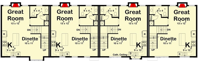 Plan 623595DJ: Modern Craftsman Townhome Plan with Drive-Under Garage - Floor Plan - 2nd Floor - Craftsman, New American