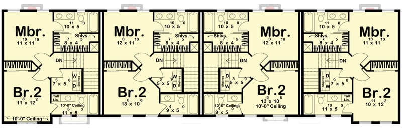 Plan 623595DJ: Modern Craftsman Townhome Plan with Drive-Under Garage - Floor Plan - 3rd Floor - Craftsman, New American