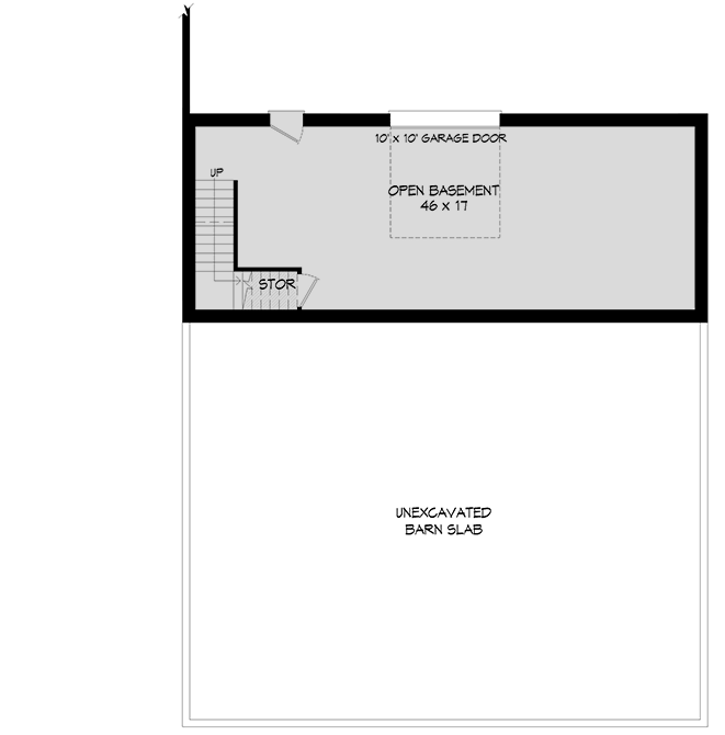 Plan 680645VR: Country Barn House Plan with Workshop and Loft - Floor Plan - Basement Level - Country