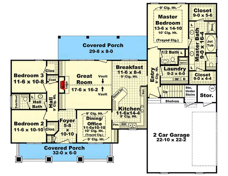 Plan 51357MM: Modern Farmhouse House Plan with 3 Beds and 2 Car Garage - Floor Plan - Main Level - Country, Modern Farmhouse, New American