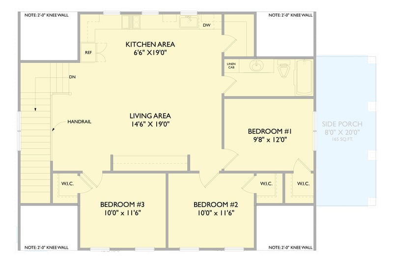 Plan 750017LDG: 3-Bed Modern Farmhouse Garage Plan with Upstairs Living and 2-Car Garage - Floor Plan - 2nd Floor - Carriage, Farmhouse, Modern Farmhouse, New American