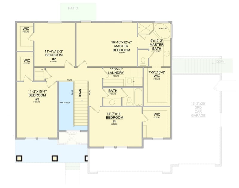 Plan 849054PGE: Modern Farmhouse Plan with 3-Car Garage and Home Office - Floor Plan - 2nd Floor - Craftsman, Modern Farmhouse, New American, Traditional