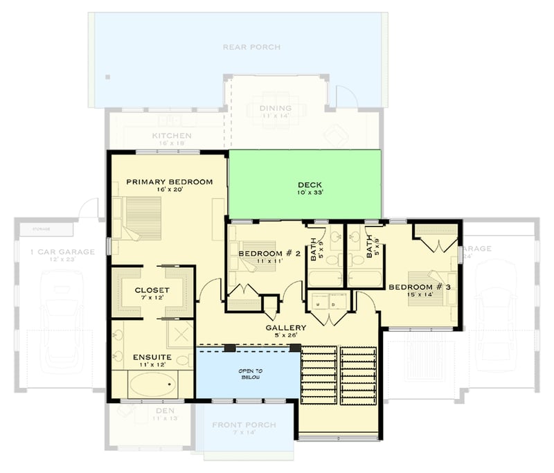 Plan 147056RML: Sleek Contemporary House Plan with Grand Entry and 3-Car Garage - Floor Plan - 2nd Floor - Contemporary, Modern