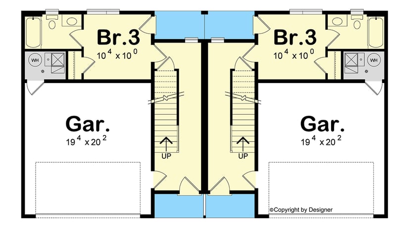 Plan 42487DB: Modern Duplex House Plan with 6 Beds and 4 Car Drive-Under Garage - Floor Plan - Lower Level - Contemporary, Modern