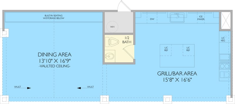 Plan 750022LDG: Traditional Pool House Plan with Outdoor Kitchen and Dining - Floor Plan - Main Level - Traditional