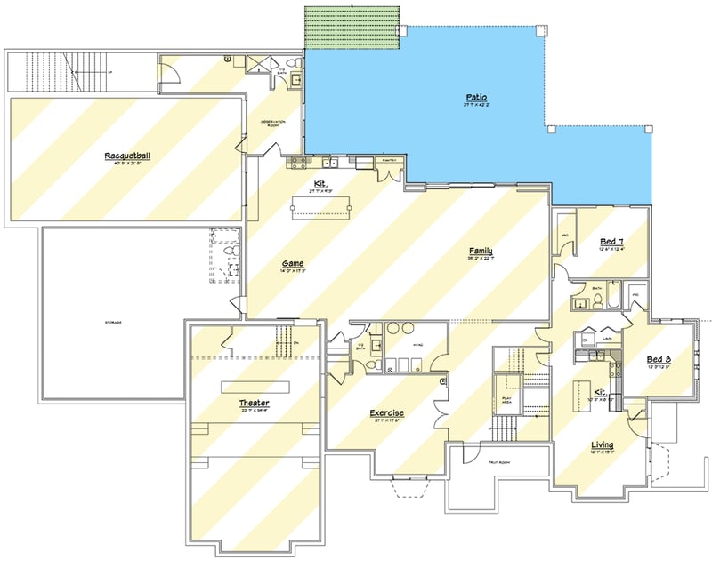 Plan 910123WHD: 6-Bedroom Modern Farmhouse House Plan with Sport Court and 4-Car Garage - Floor Plan - Optional Lower Level - Modern Farmhouse, New American, Transitional