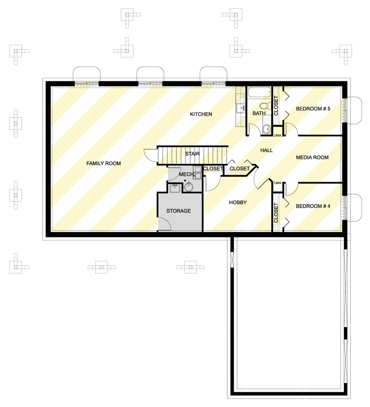 Plan 61705UT: Spacious 4-Bedroom Craftsman Ranch House Plan with Wrap-Around Porch - Floor Plan - Optional Finished Basement Level - Craftsman, Ranch, Traditional