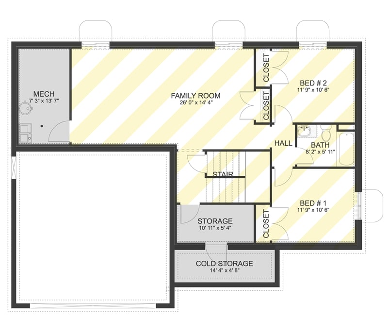 Plan 61706UT: Traditional 3-Bedroom House Plan with Home Office and Upstairs Master Suite - Floor Plan - Optional Finished Basement Level - Traditional