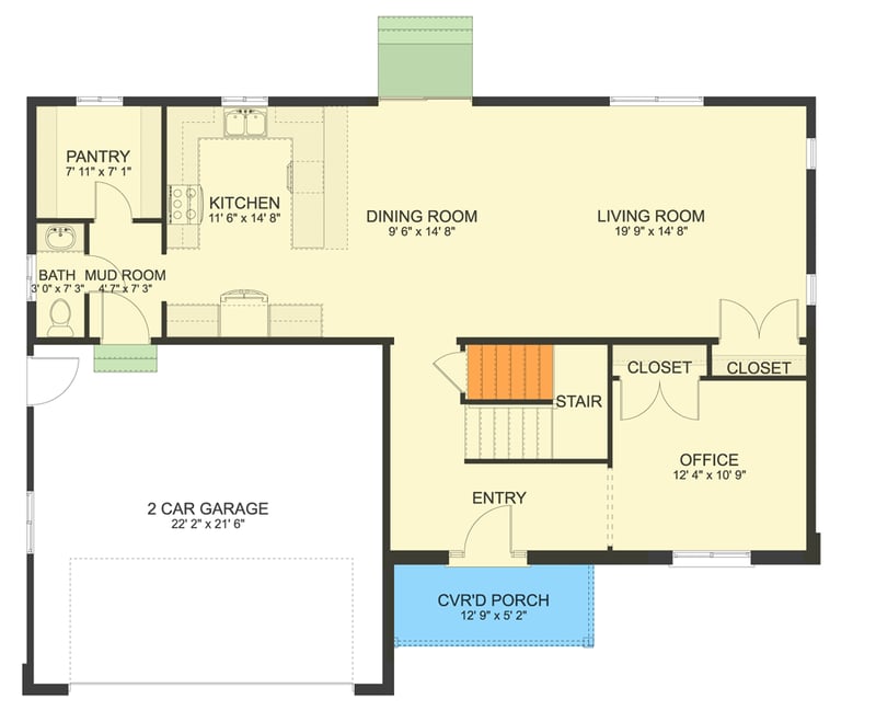 Plan 61706UT: Traditional 3-Bedroom House Plan with Home Office and Upstairs Master Suite - Floor Plan - Main Level - Traditional